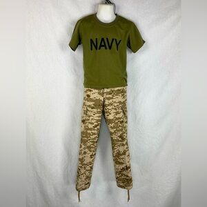 Kid's 2PIECE SET | OD USN T-Shirt & Desert Digital Camo BDU Pants | sz Small NEW